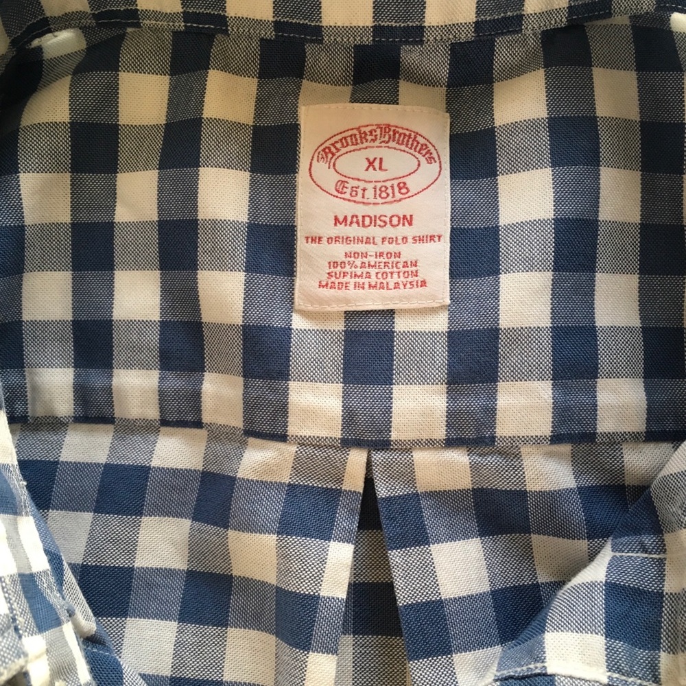 Brooks Brothers blue and white checked shirt